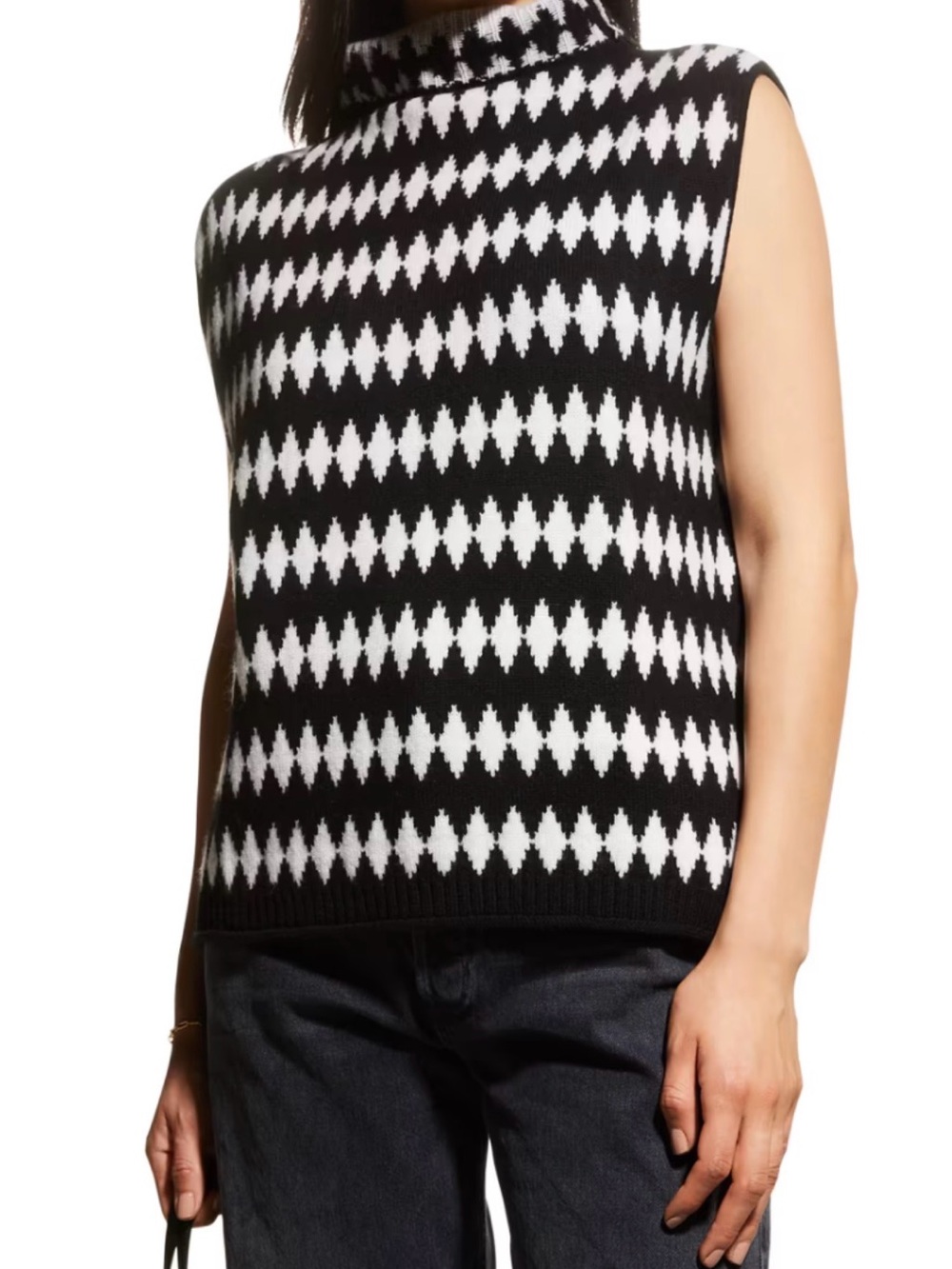 Lisa Yang Tova Cap-Sleeve Cashmere Jacquard Vest size M